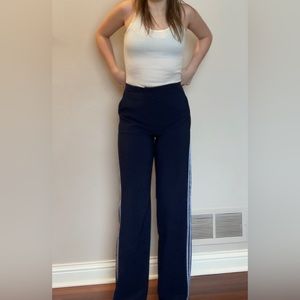 Navy with Royal Blue/White Side Ribbon Detail Track Pant Trousers